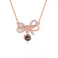 Personalized diamond set bow photo Necklace