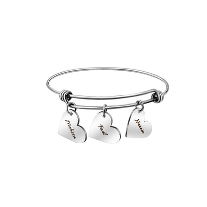 Personalized engraved peach heart three color Bracelet