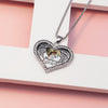 Personalized happiness lettering diamond color printing photo Peach Heart Necklace