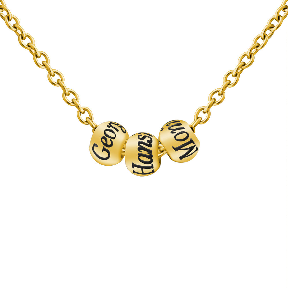 Personalized three color lettered Bead Necklace