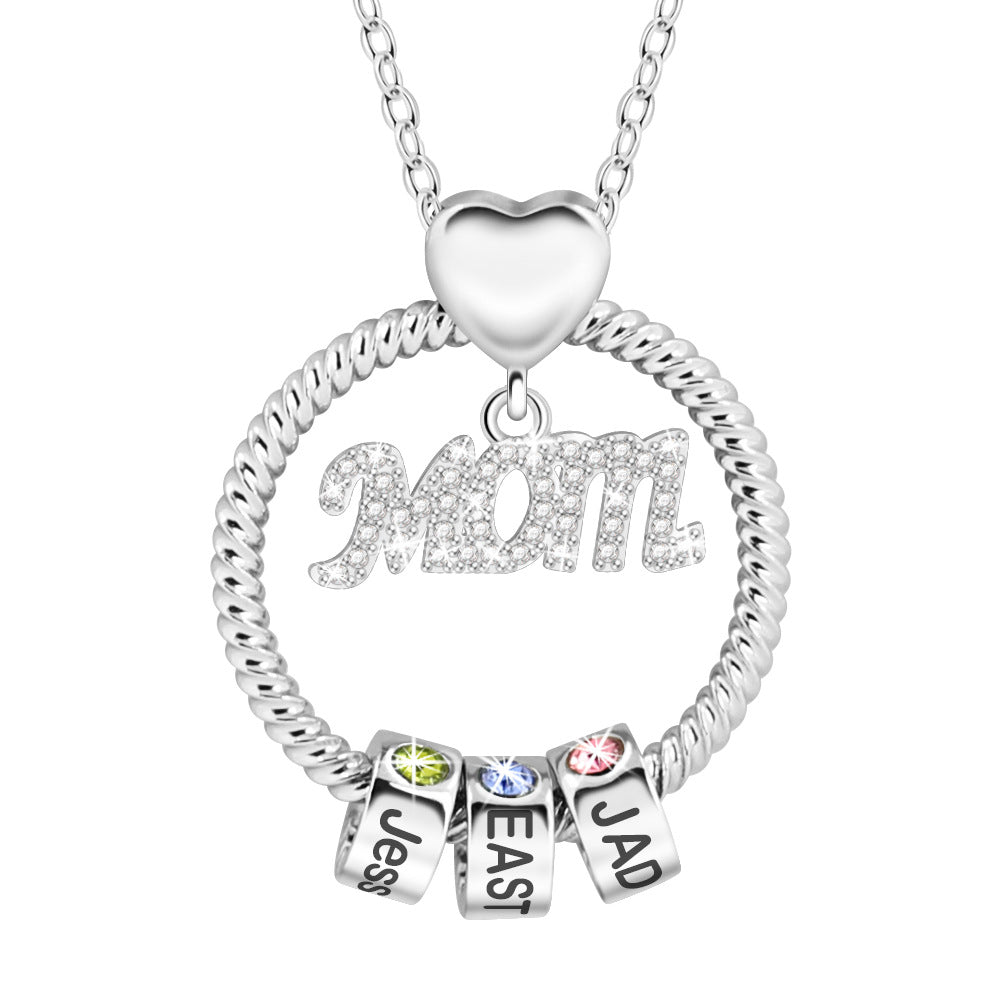 Personalized lettering color diamond necklace