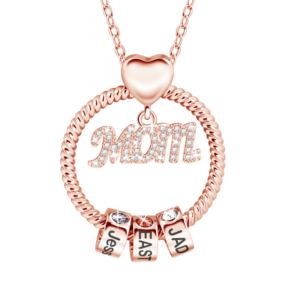 Personalized lettering color diamond necklace