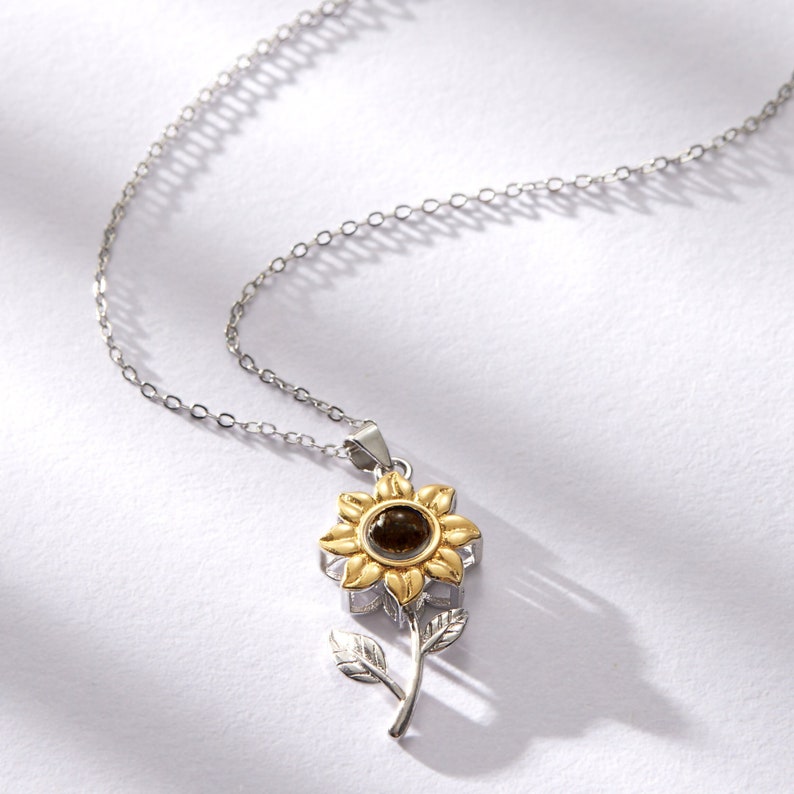 Personalized S925 Silver Sunflower Projection Necklace