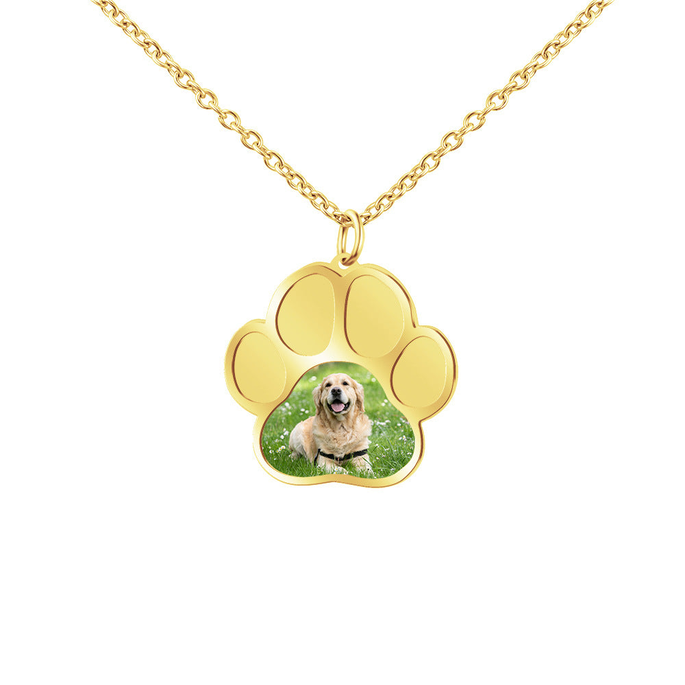 Personalized Pet Footprint Photo Necklace