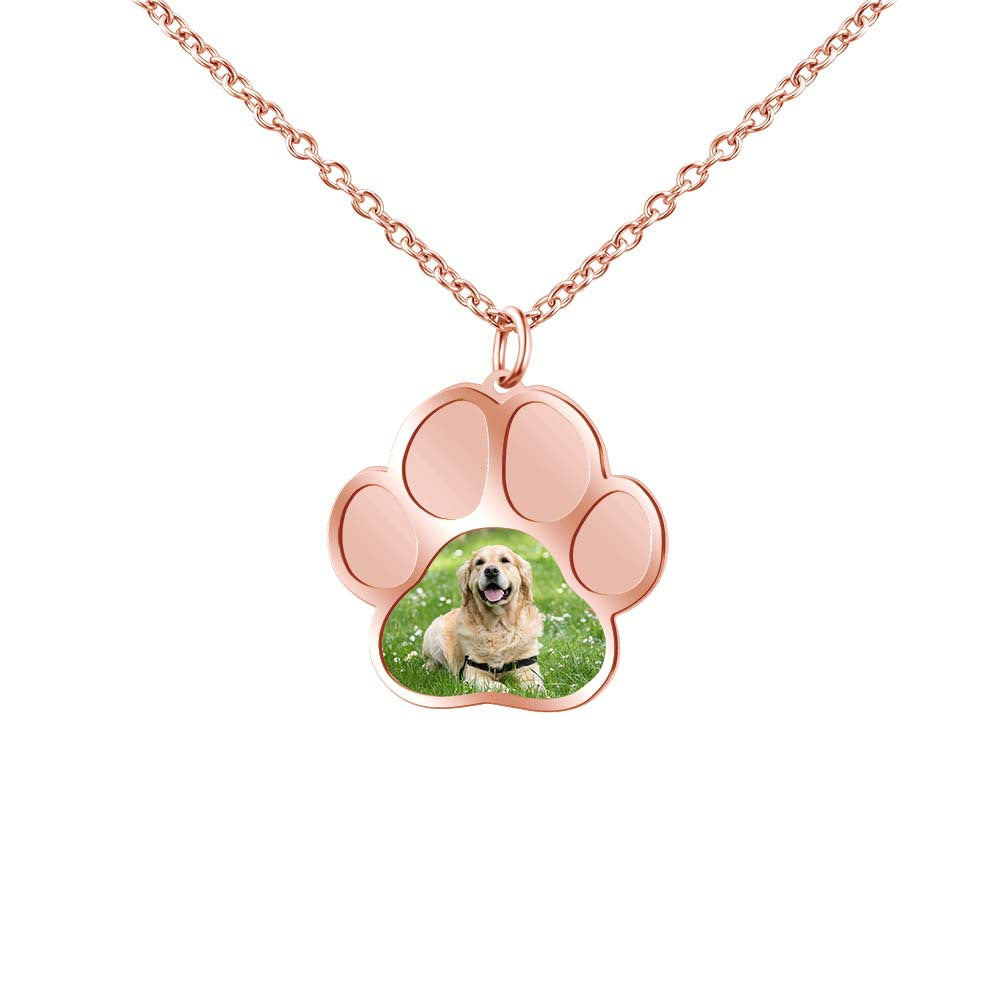 Personalized Pet Footprint Photo Necklace