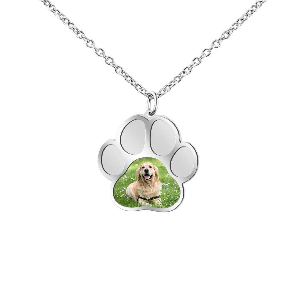 Personalized Pet Footprint Photo Necklace
