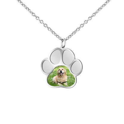 Personalized Pet Footprint Photo Necklace