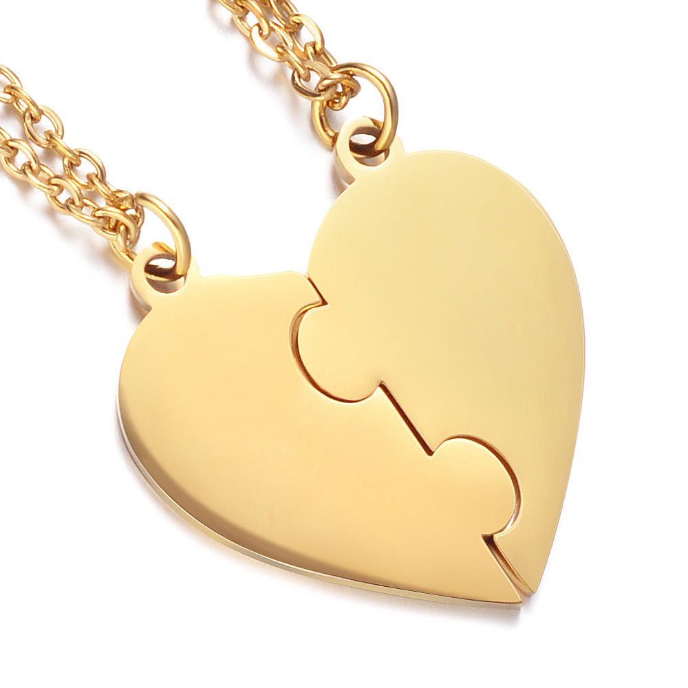 Personalized heart-shaped stitching necklace