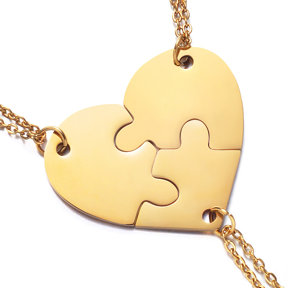 Personalized heart-shaped stitching necklace