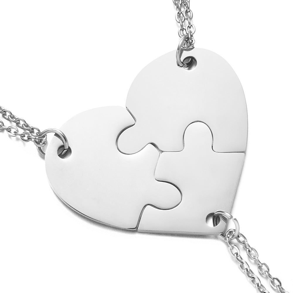Personalized heart-shaped stitching necklace