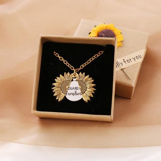 Personalized Sunflower Name Necklace