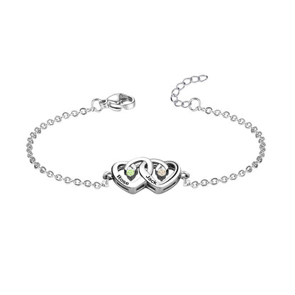 Personalized Peach Heart Diamond Bracelet