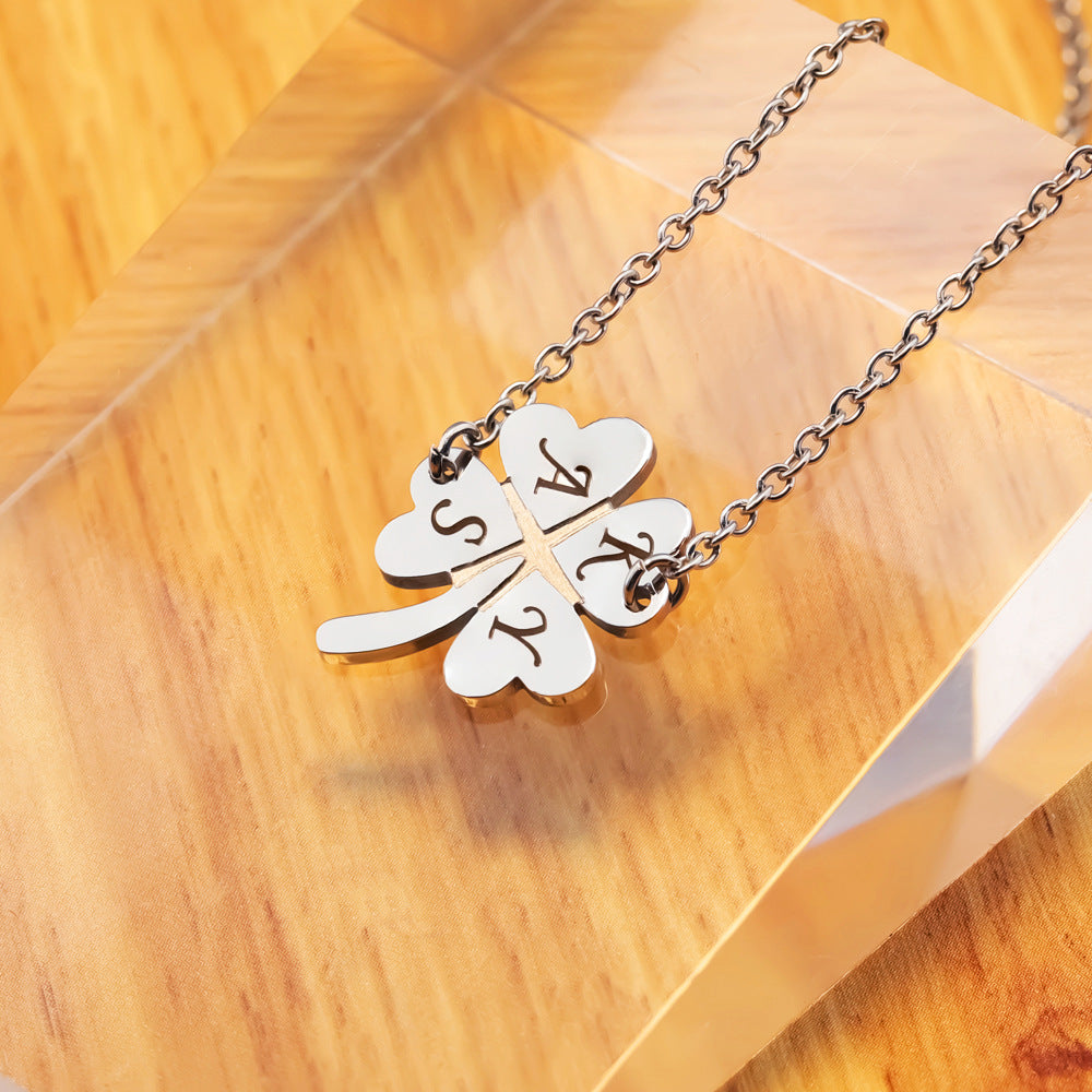 Personalized four-leaf clover name custom necklace