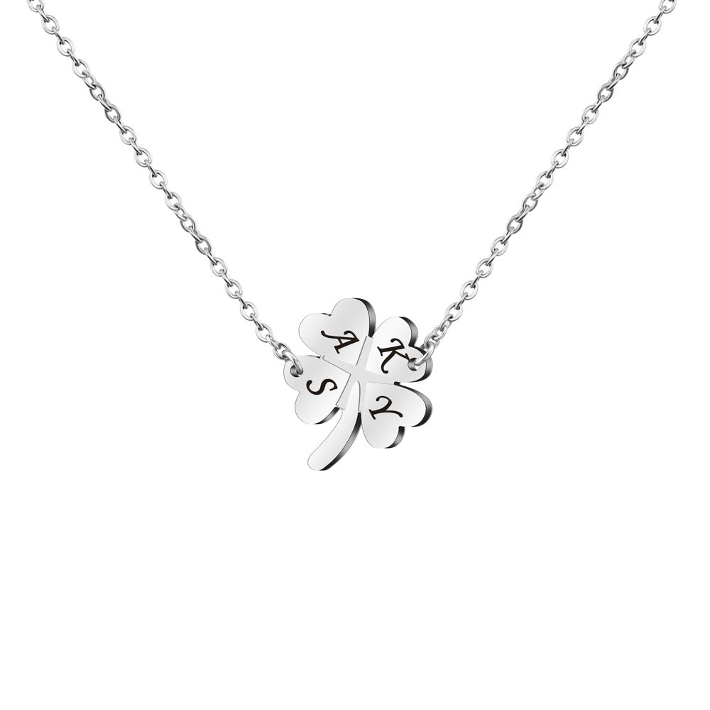 Personalized four-leaf clover name custom necklace