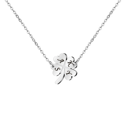Personalized four-leaf clover name custom necklace