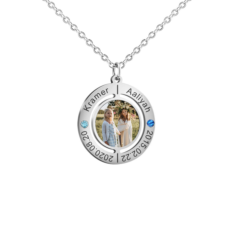 Personalized engraved photo necklace