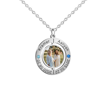 Personalized engraved photo necklace