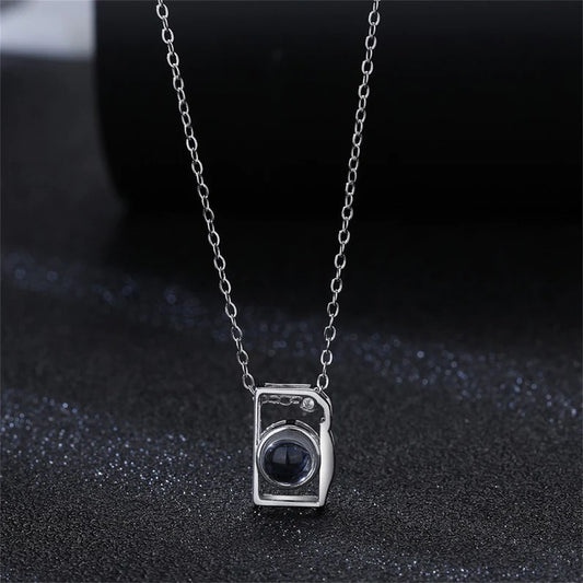 Personalized Silver Camera Projection Necklace