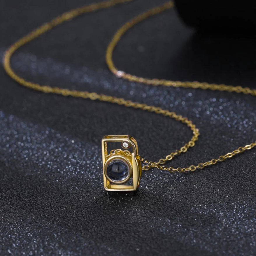 Personalized Silver Camera Projection Necklace