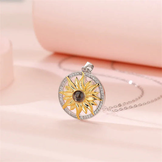 Personalized S925 Sterling Silver Sunflower Projection Necklace