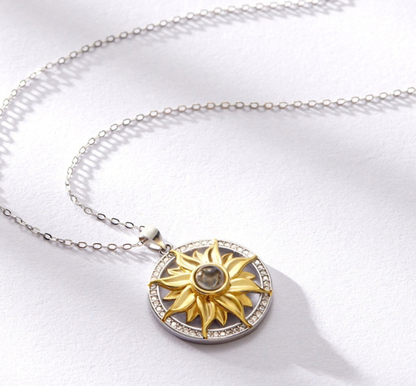 Personalized S925 Sterling Silver Sunflower Projection Necklace