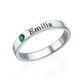 Personalized S925 Silver Stackable Engraved Name Rings with Birthstone