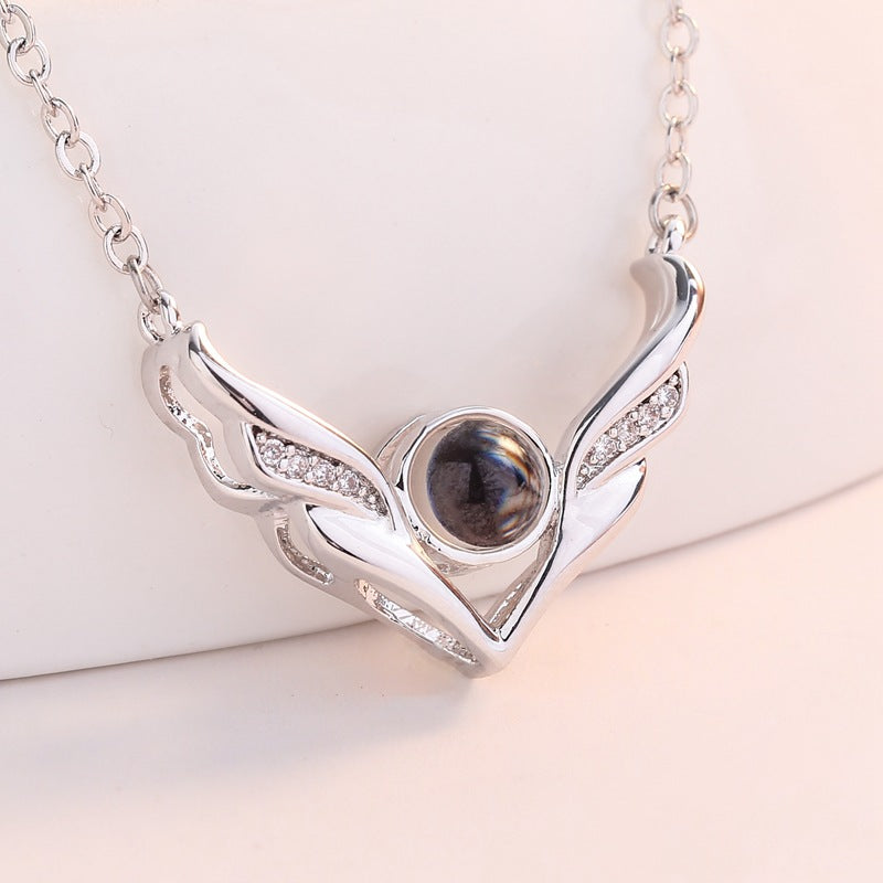 Personalized Wings Photo Projection Necklace