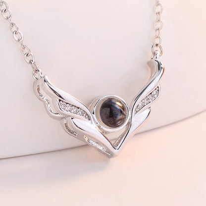 Personalized Wings Photo Projection Necklace