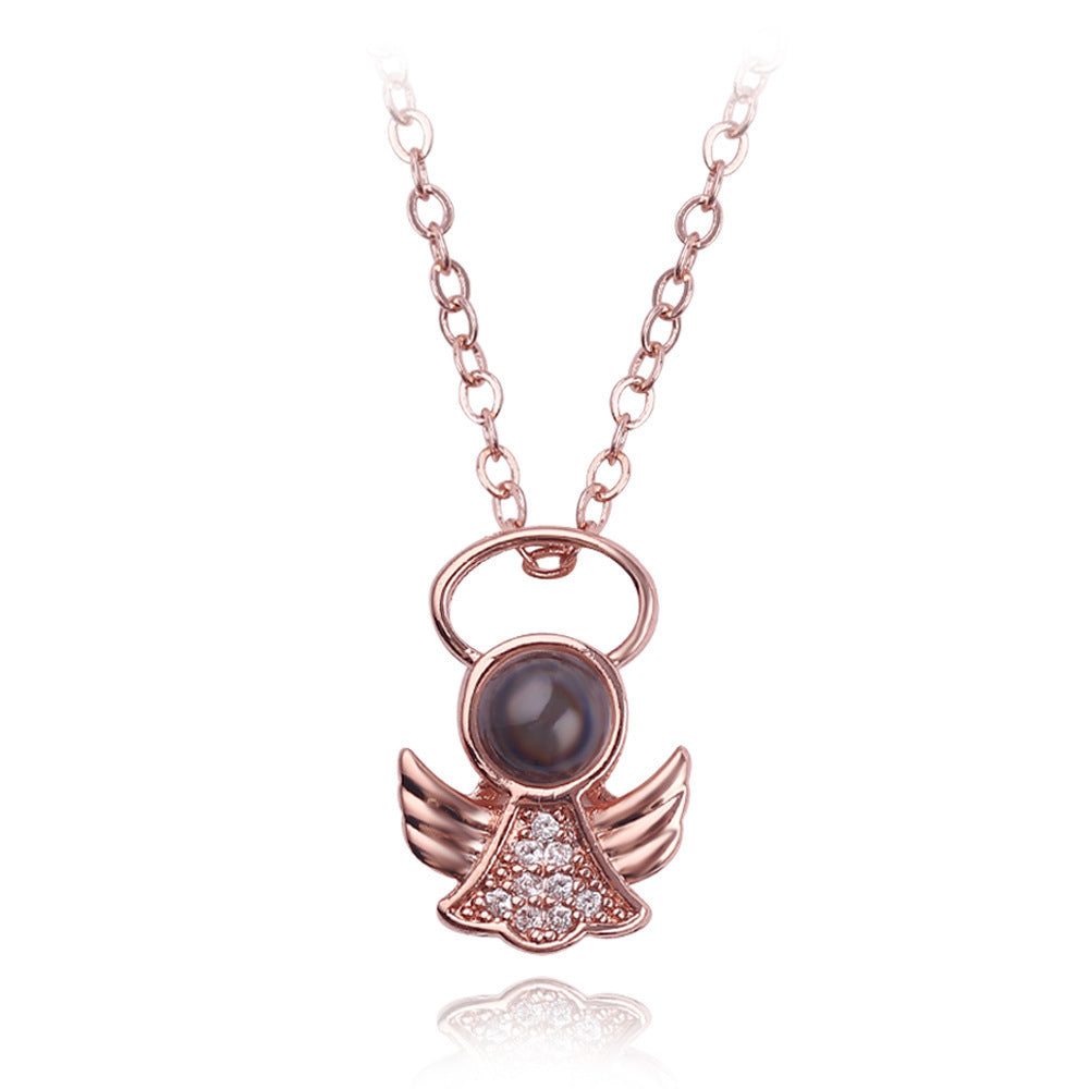 Personalized Angel Shape Photo Projection Necklace