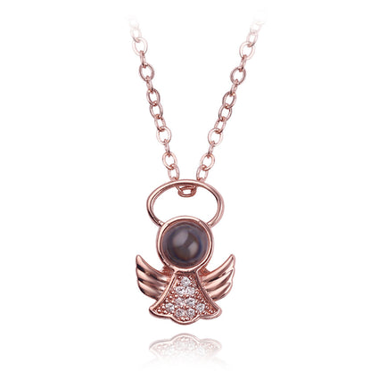 Personalized Angel Shape Photo Projection Necklace