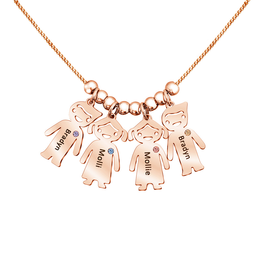 Personalized Mother's Day Necklace Jewelry Gift Custom Names Necklace Custom Birthstone Necklace Cute Kids Pendants Necklace