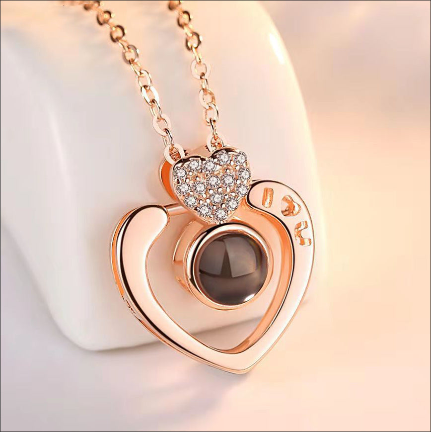 Personalized Double Love Projection Necklace