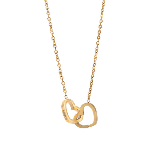Personalized Lettering Double Heart Necklace