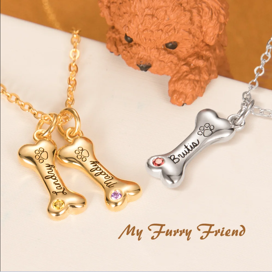 Customized Name Dog Bone Necklace