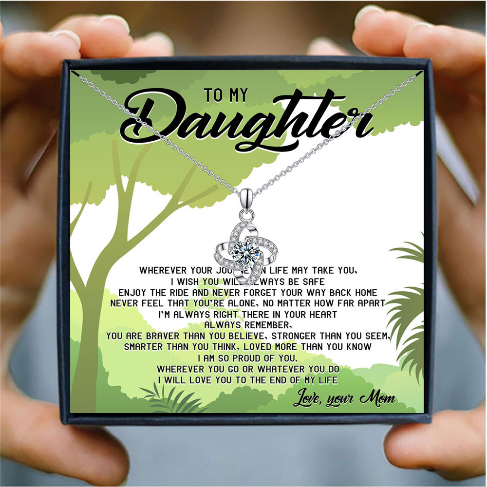 Four-leaf clover necklace gift for daughter