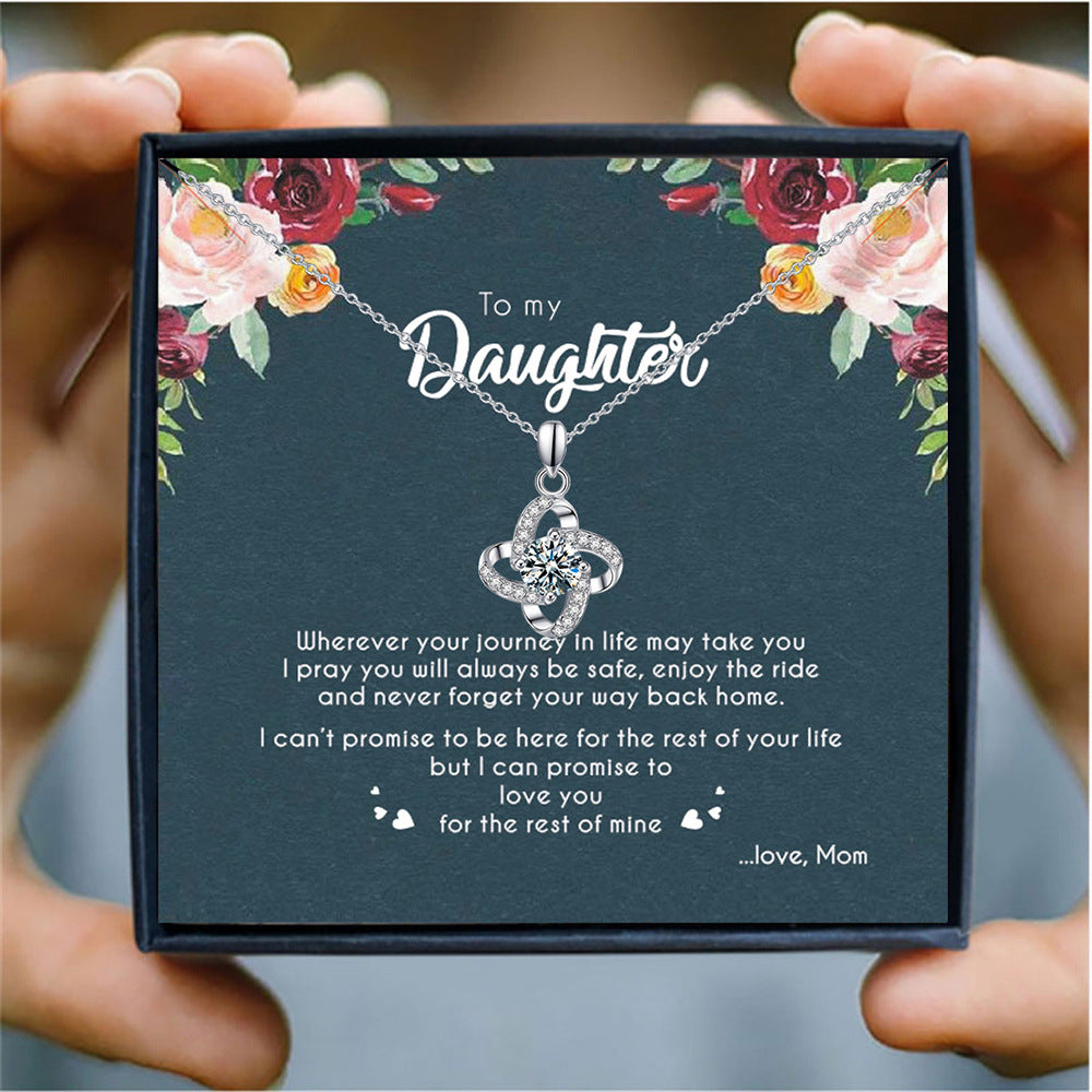 Four-leaf clover necklace gift for daughter