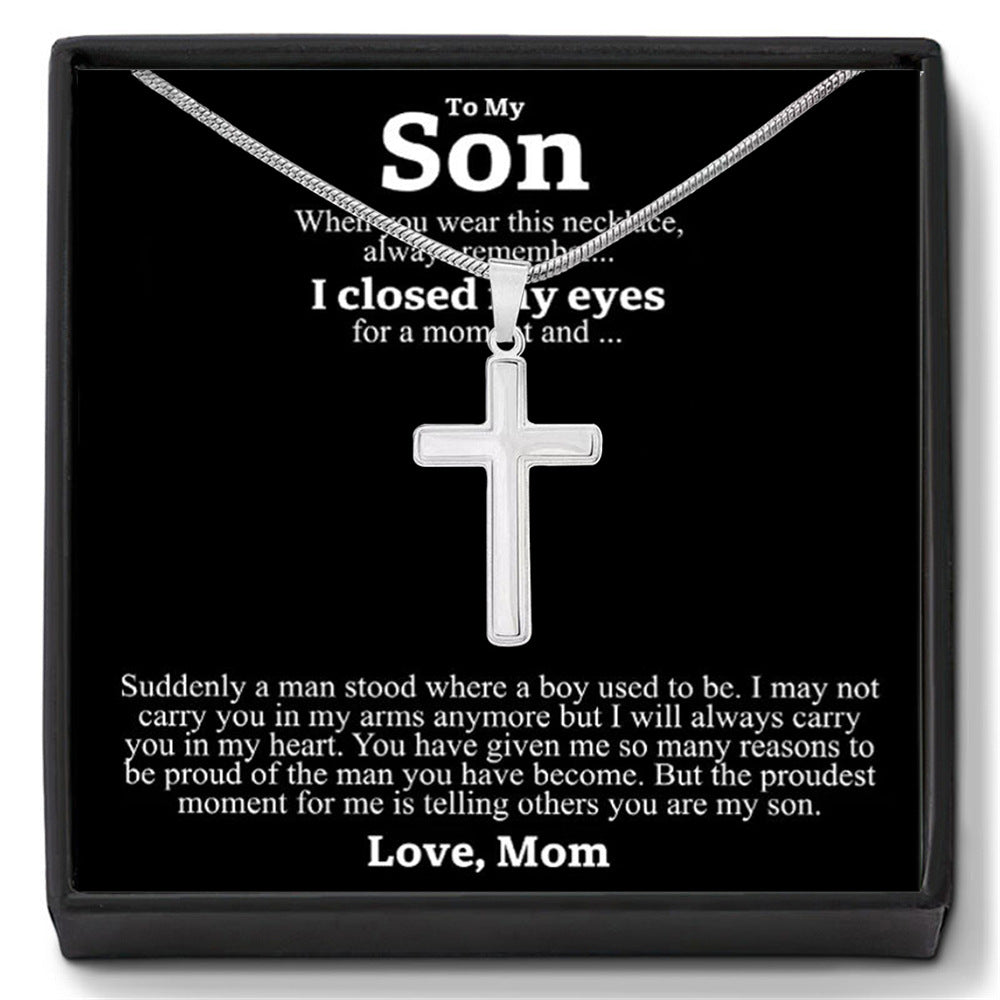Cross necklace gift for son