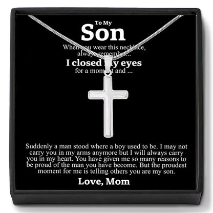 Cross necklace gift for son