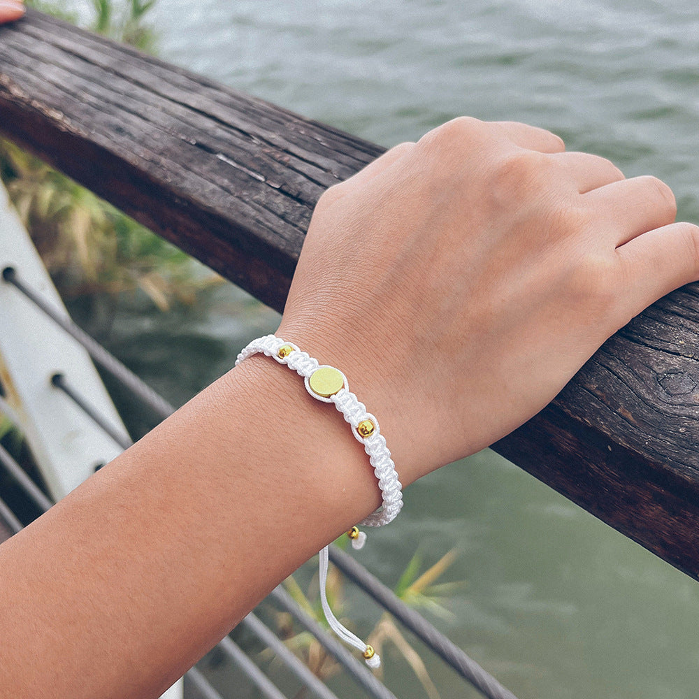 Stainless steel circular bead braided couple bracelet