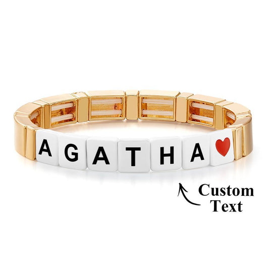Custom Name Enamel Bead Bracelet