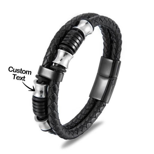 Custom Name Bead Leather Bracelet