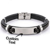 Curved Tag Leather Cord Men's Bracelet