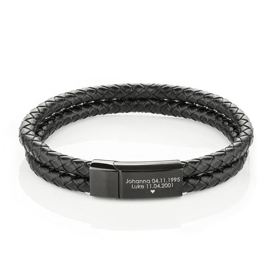 Custom square button double leather bracelet