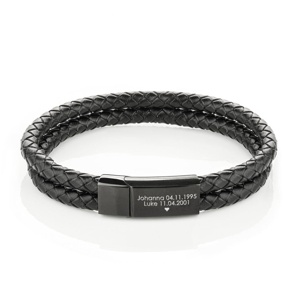 Custom square button double leather bracelet