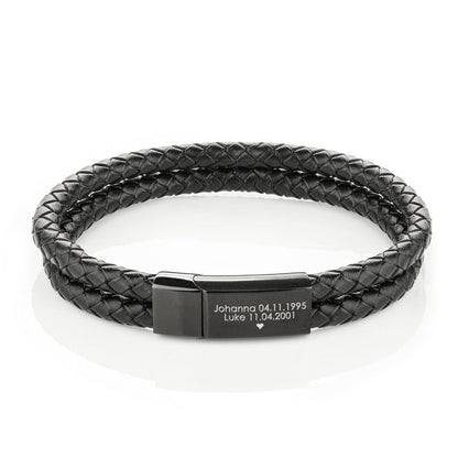 Custom square button double leather bracelet