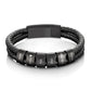 Custom double leather bracelet with black beads