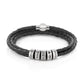 Custom silver beaded triple leather bracelet