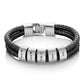 Custom silver beaded double leather bracelet