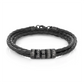 Custom black beaded triple leather bracelet