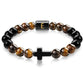 English letter bracelet Cross tiger Eye stone beaded bracelet